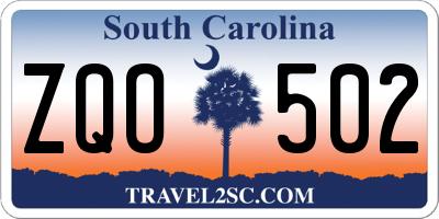 SC license plate ZQO502