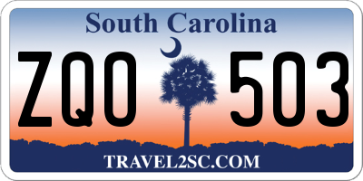 SC license plate ZQO503