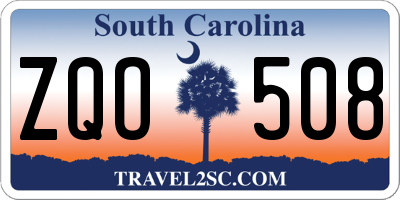 SC license plate ZQO508