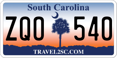 SC license plate ZQO540