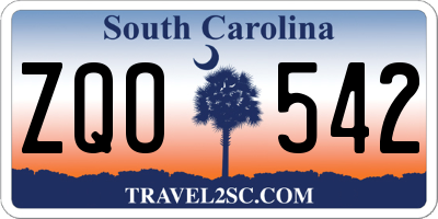 SC license plate ZQO542