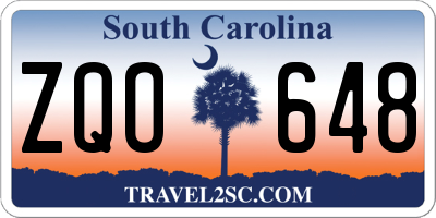 SC license plate ZQO648