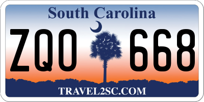 SC license plate ZQO668