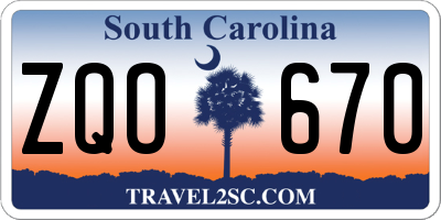 SC license plate ZQO670