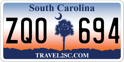 SC license plate ZQO694