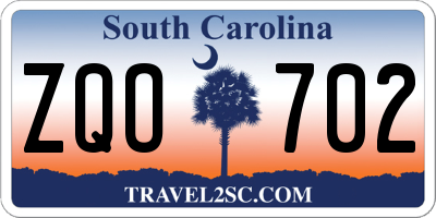 SC license plate ZQO702