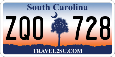 SC license plate ZQO728