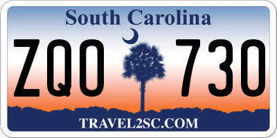 SC license plate ZQO730