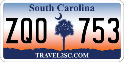 SC license plate ZQO753