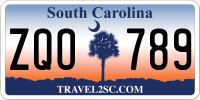 SC license plate ZQO789