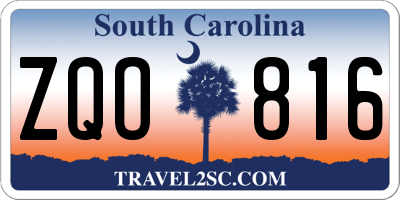 SC license plate ZQO816