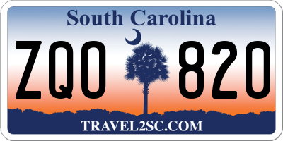 SC license plate ZQO820