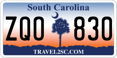 SC license plate ZQO830