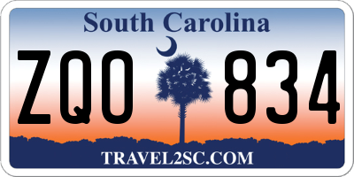 SC license plate ZQO834