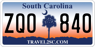 SC license plate ZQO840