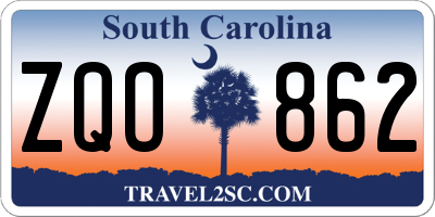 SC license plate ZQO862