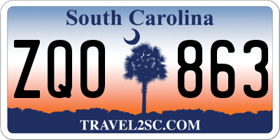 SC license plate ZQO863