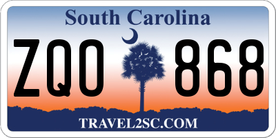 SC license plate ZQO868