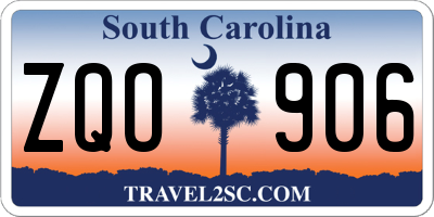 SC license plate ZQO906