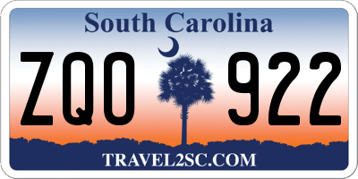 SC license plate ZQO922