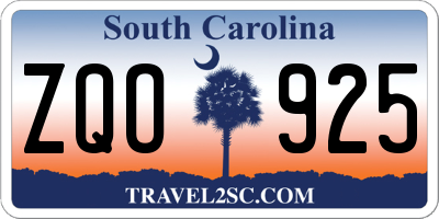 SC license plate ZQO925
