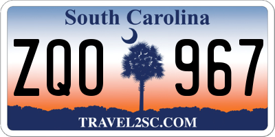 SC license plate ZQO967