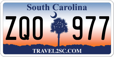 SC license plate ZQO977