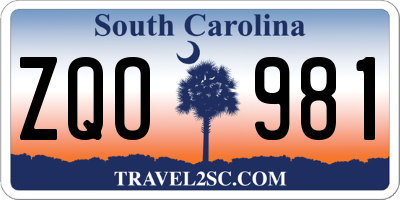SC license plate ZQO981