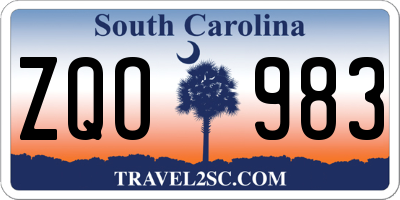 SC license plate ZQO983