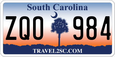 SC license plate ZQO984