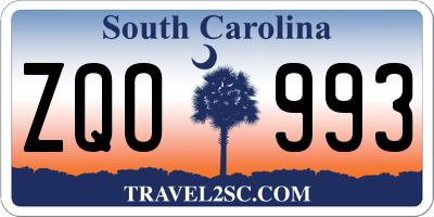 SC license plate ZQO993