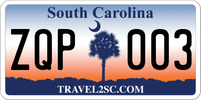 SC license plate ZQP003