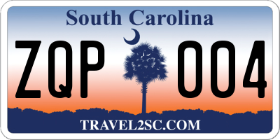 SC license plate ZQP004