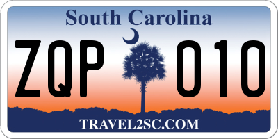 SC license plate ZQP010