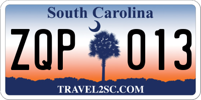SC license plate ZQP013