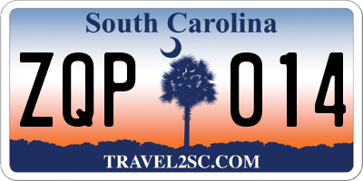 SC license plate ZQP014