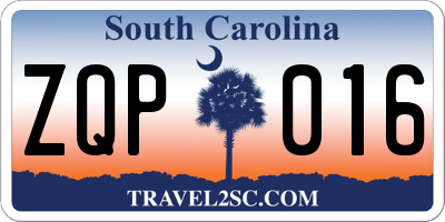 SC license plate ZQP016