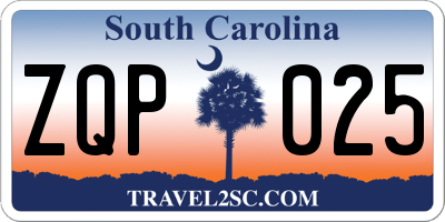 SC license plate ZQP025