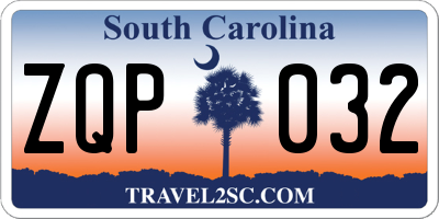 SC license plate ZQP032