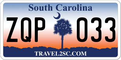 SC license plate ZQP033