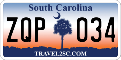 SC license plate ZQP034