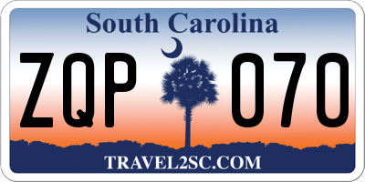 SC license plate ZQP070