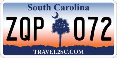 SC license plate ZQP072