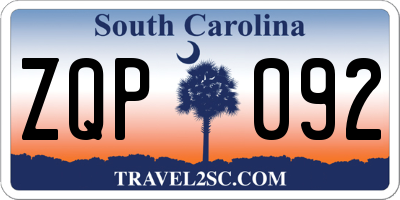 SC license plate ZQP092