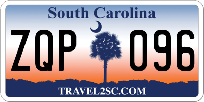 SC license plate ZQP096