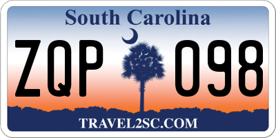 SC license plate ZQP098