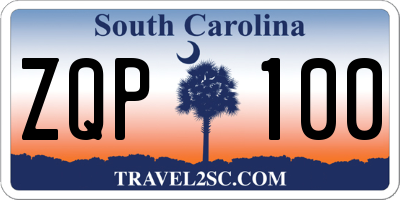 SC license plate ZQP100