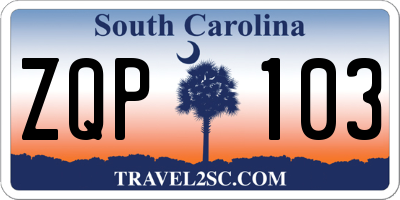 SC license plate ZQP103