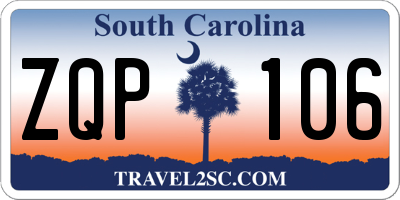 SC license plate ZQP106