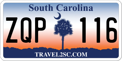 SC license plate ZQP116